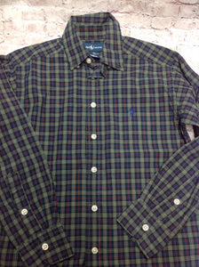 Ralph Lauren Green Print Checkered Top