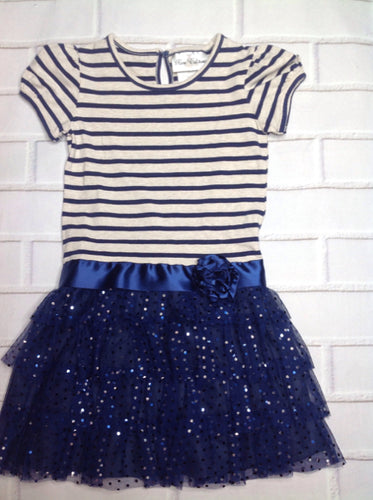 Rare Editions BLUE & CREAM Dress