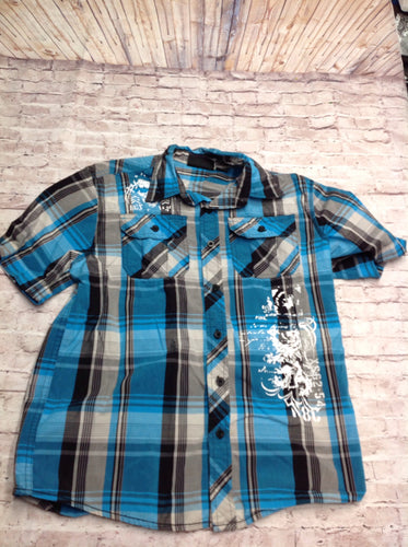 SK2 BLUE & BLACK Plaid Top