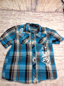 SK2 BLUE & BLACK Plaid Top
