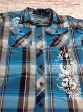 SK2 BLUE & BLACK Plaid Top