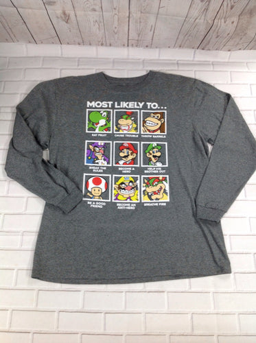 SUPER MARIO GRAY PRINT Top