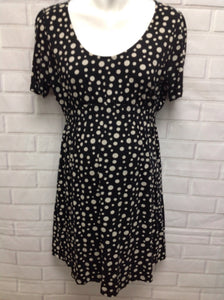 Size MAT 14 Maternity BLACK & BEIGE Cotton Blend Polka Dot Dress