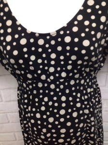 Size MAT 14 Maternity BLACK & BEIGE Cotton Blend Polka Dot Dress