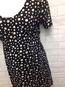 Size MAT 14 Maternity BLACK & BEIGE Cotton Blend Polka Dot Dress