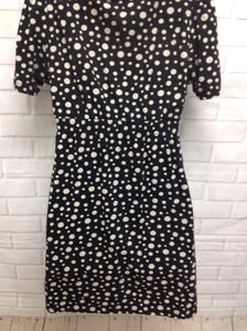 Size MAT 14 Maternity BLACK & BEIGE Cotton Blend Polka Dot Dress
