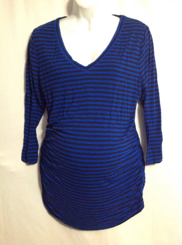 Size Large LizLange Blue & Black Stripe Top