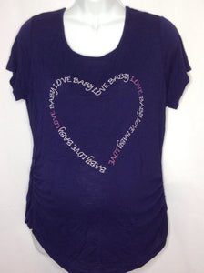 Size Large Navy Print Heart Top
