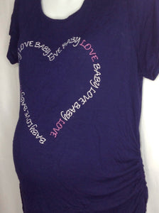 Size Large Navy Print Heart Top