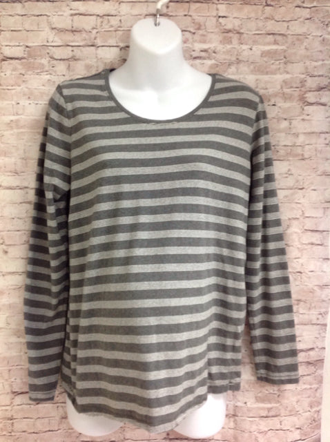 Size Large Oh Baby GRAY & WHITE Stripe Top