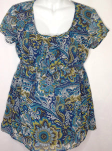 Size M Oh Baby Blue Print Floral Top