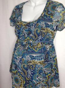 Size M Oh Baby Blue Print Floral Top