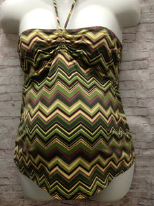 Size M Old Navy Green Print Zigzags Swimwear
