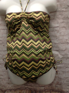 Size M Old Navy Green Print Zigzags Swimwear
