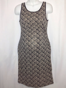 Size MAT MEDIUM Liz Lange Tan & Black Rayon/Spandex Blend Geometric Dress