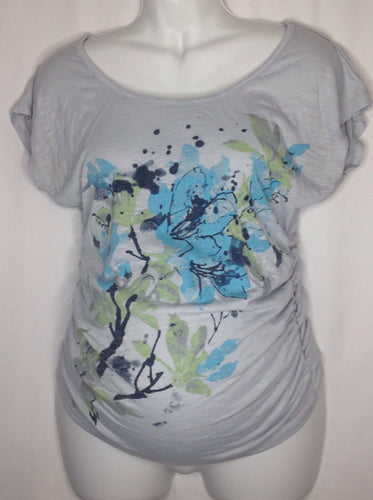 Size MAT SMALL Motherhood GRAY & BLUE Flowers Top
