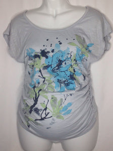 Size MAT SMALL Motherhood GRAY & BLUE Flowers Top