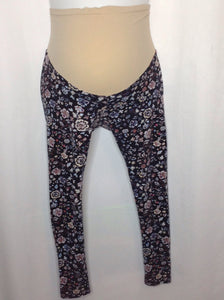 Size Medium Motherhood Blue & Pink Floral Leggings