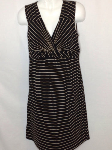Size Medium Oh Baby BLACK & BEIGE Stripe Dress