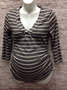 Size Medium Oh Baby GRAY & WHITE Stripe Top