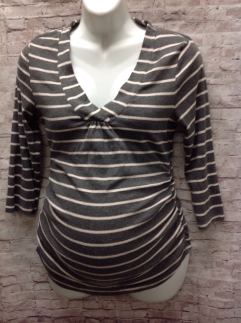 Size Medium Oh Baby GRAY & WHITE Stripe Top