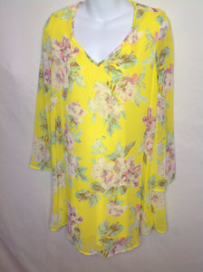 Size Medium PINK BLUSH Yellow Print Floral Dress