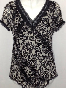 Size Small Black Print Floral Top