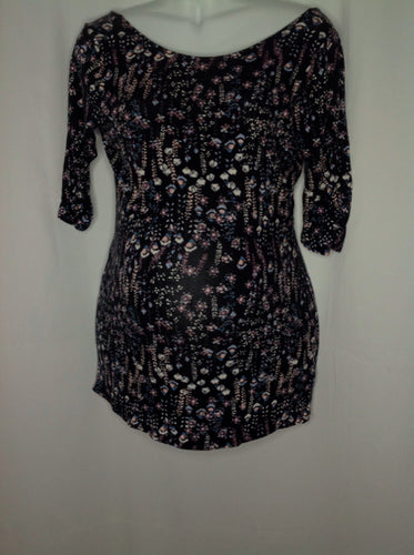 Size Small Motherhood Black Print Flowers Top