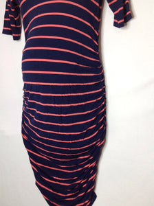 Size Small Motherhood Blue & Coral Stripe Dress