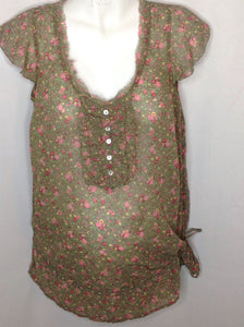 Size Small Motherhood Green Print Floral Top