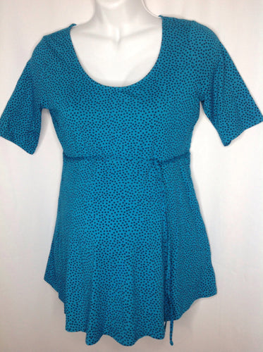 Size Small Petite Motherhood AQUA Polka Dot Top