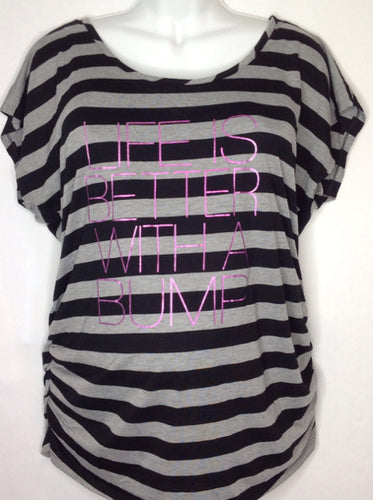 Size XL Motherhood BLACK & GRAY Stripe Top