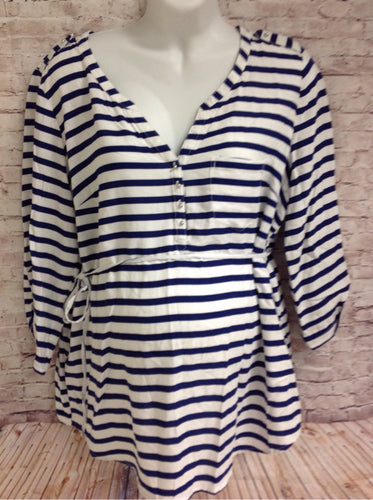 Size XL Motherhood White & Blue Stripe Top