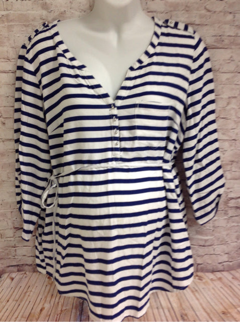 Size XL Motherhood White & Blue Stripe Top