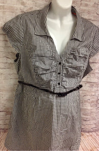Size MAT X-LARGE Two Heart Maternity BLACK & WHITE Checkered Top