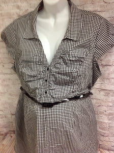 Size MAT X-LARGE Two Heart Maternity BLACK & WHITE Checkered Top