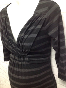 Size MAT X-SMALL OLD NAVY MATERNITY Charcoal Cotton Blend Stripe Dress