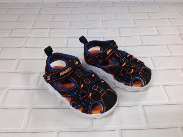Skechers Black & Orange TODDLER BOY Sandals