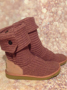 UGG Mauve (Pink) Cable Knit Boots Size 4