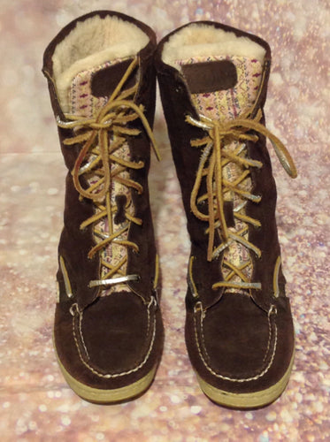 Sperry Brown & Pink Boots Size 6