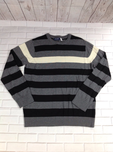 The Place Gray & Black Stripe Sweater