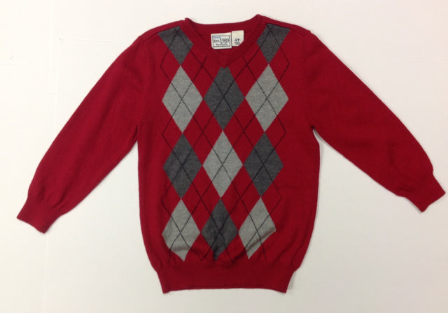 The Place RED & GRAY Argyle Sweater