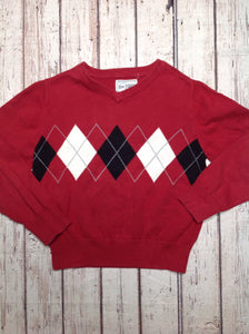 The Place Red & Black Argyle Top