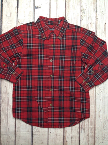 The Place Red Print Plaid Top