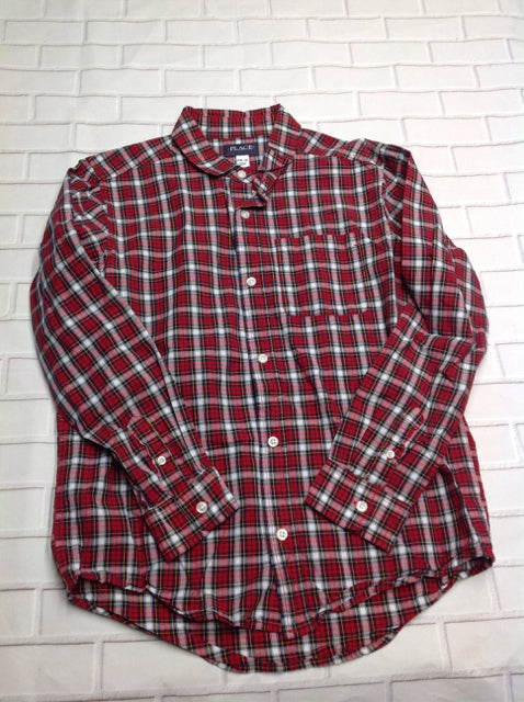 The Place Red Print Plaid Top