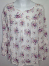 The Place White Print Pink & Blue Floral Top