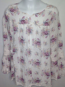 The Place White Print Pink & Blue Floral Top