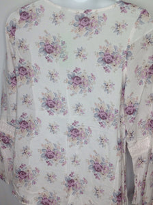 The Place White Print Pink & Blue Floral Top