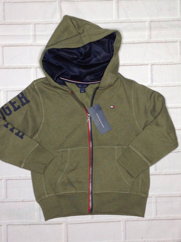 Tommy Hilfiger Army Green ZIP-UP WITH HOOD Top