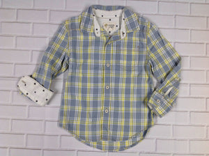 TuckerTate Gray & Yellow Checkered Top